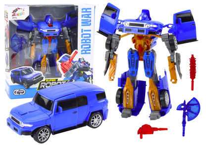 Robot auto 2v1 s transformací a zbraněmi modrý