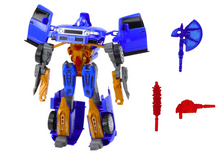 Robot auto 2v1 s transformací a zbraněmi modrý