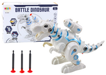 Robot dinosaurus s vystřelovačem šípů světla zvuky bílý