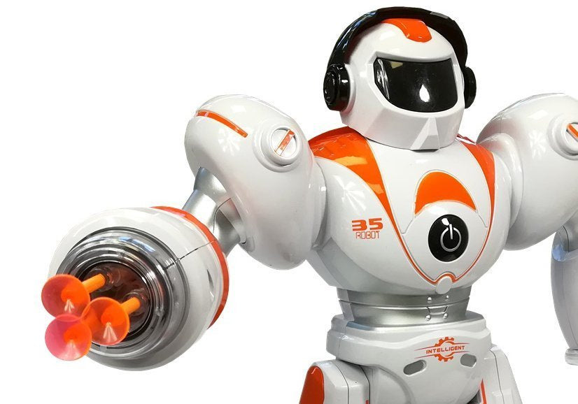 Robot na dálkové ovládání s projektily a LED světly oranžový