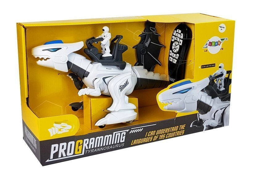 Robotický dinosaurus Tyrannosaurus na dálkové ovládání s programováním bílý