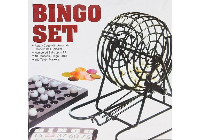 Rodinná hra Bingo Lotto s kovovým bubnem a 75 koulemi