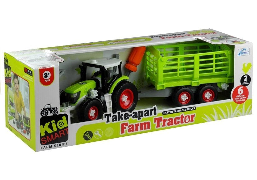 Rozebírací traktor s přívěsem – 43 cm zelený | hračka