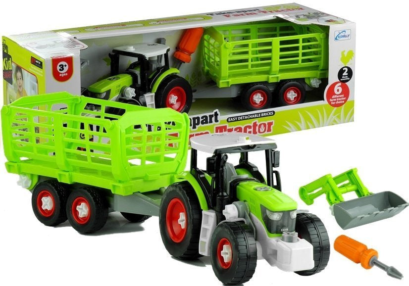 Rozebírací traktor s přívěsem – 43 cm zelený | hračka