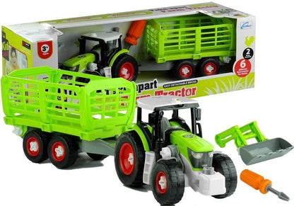 Rozebírací traktor s přívěsem – 43 cm zelený | hračka