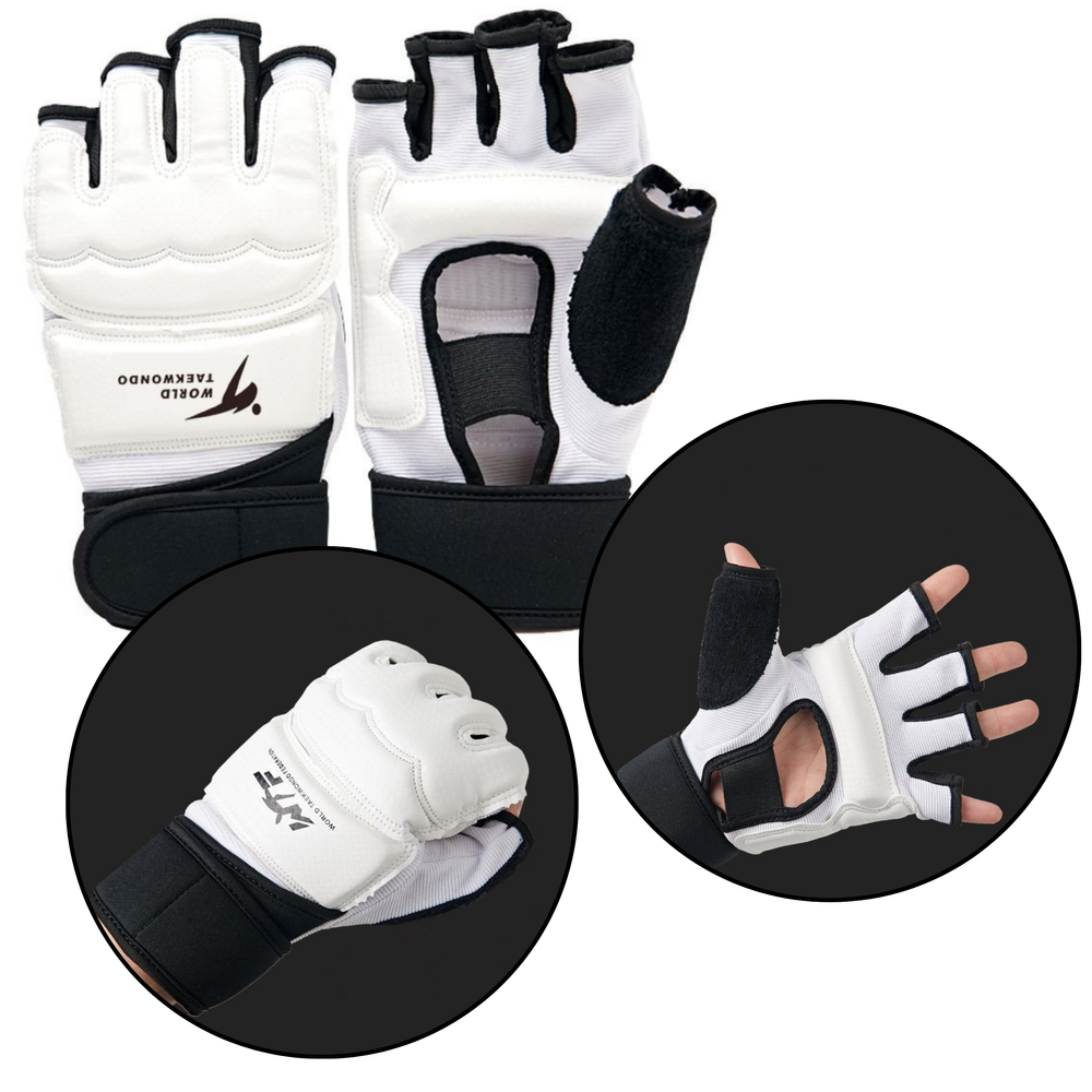 Rukavice na taekwondo s pouzdrem – velikost XS | bílé