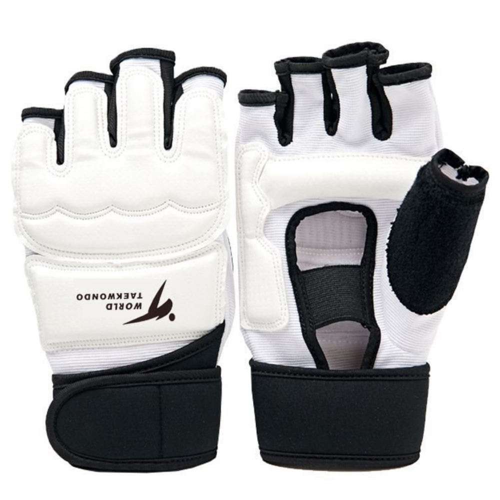 Rukavice na taekwondo s pouzdrem – velikost XS | bílé
