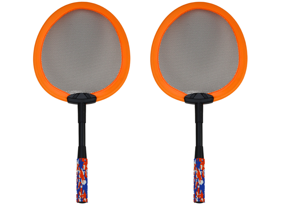 Sada 2 badmintonových raket s 2 košíčky – oranžová