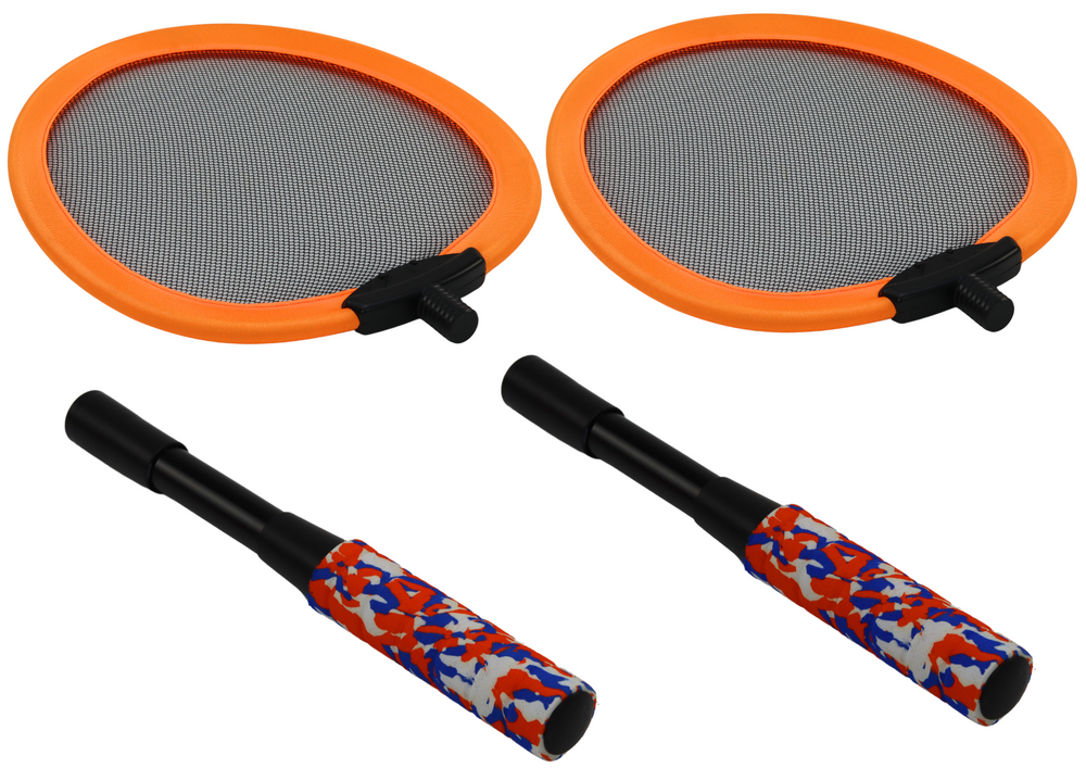 Sada 2 badmintonových raket s 2 košíčky – oranžová