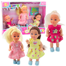 Sada 3 mini panenky narozeninová oslava – v šatech 11 cm