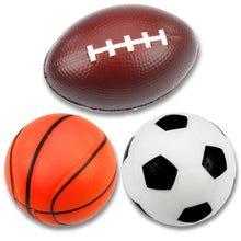 Sada 3 pěnových míčů fotbal basketbal rugby 10cm