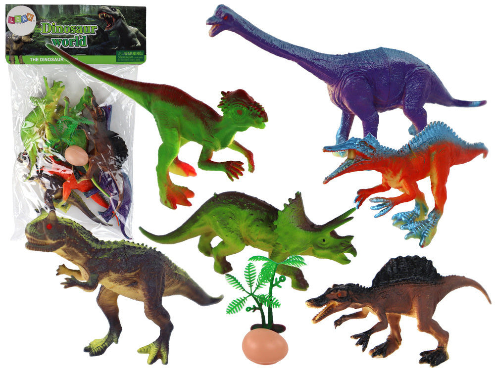 Sada 6 dinosaurů s příslušenstvím vajíčko a strom barevní