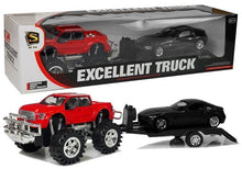 Sada autíček Monster Truck s návěsem a BMW 58 cm červený