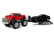 Sada autíček Monster Truck s návěsem a BMW 58 cm červený