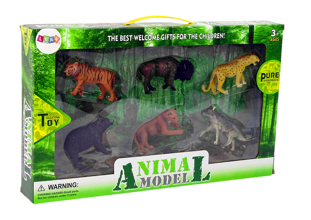 Sada figurek divokých zvířat – medvěd tygr jaguar 6ks