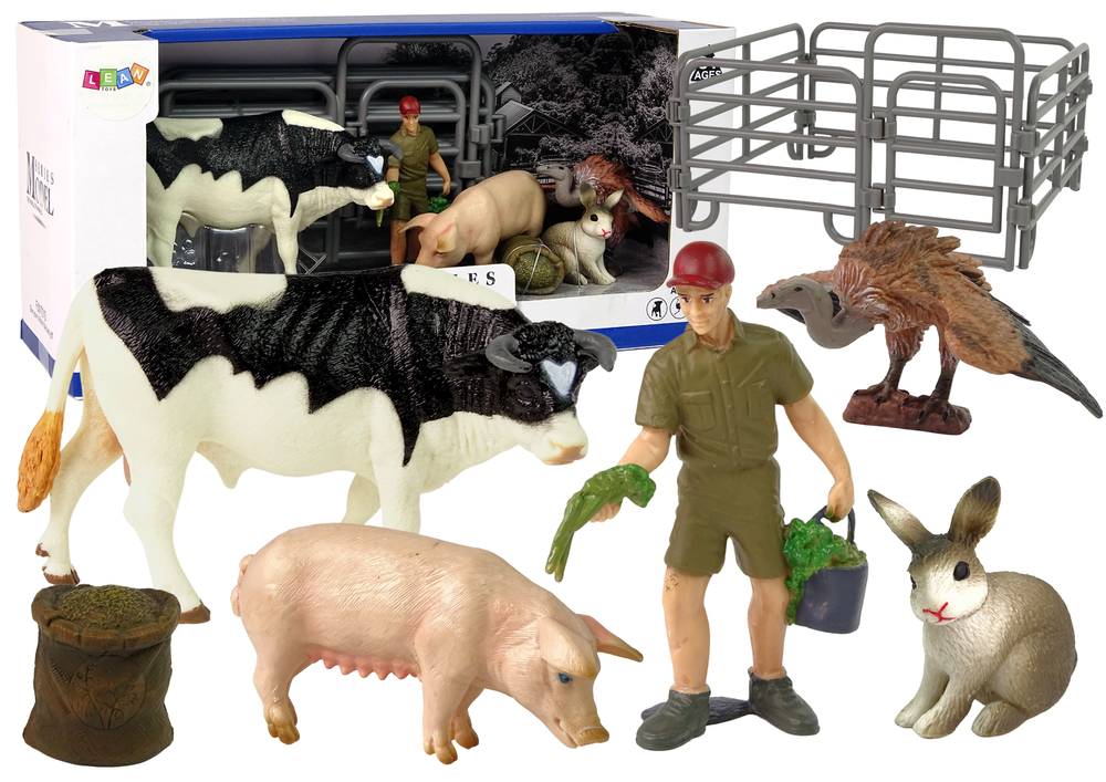 Sada figurek farma se zvířátky – s farmářem a zagrodou
