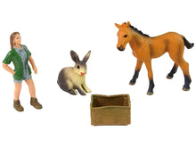 Sada figurek kůň s veterinářem a zajícem světlá