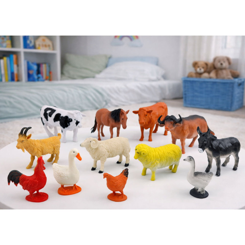 Sada figurek zvířátek z farmy, 12 kusů