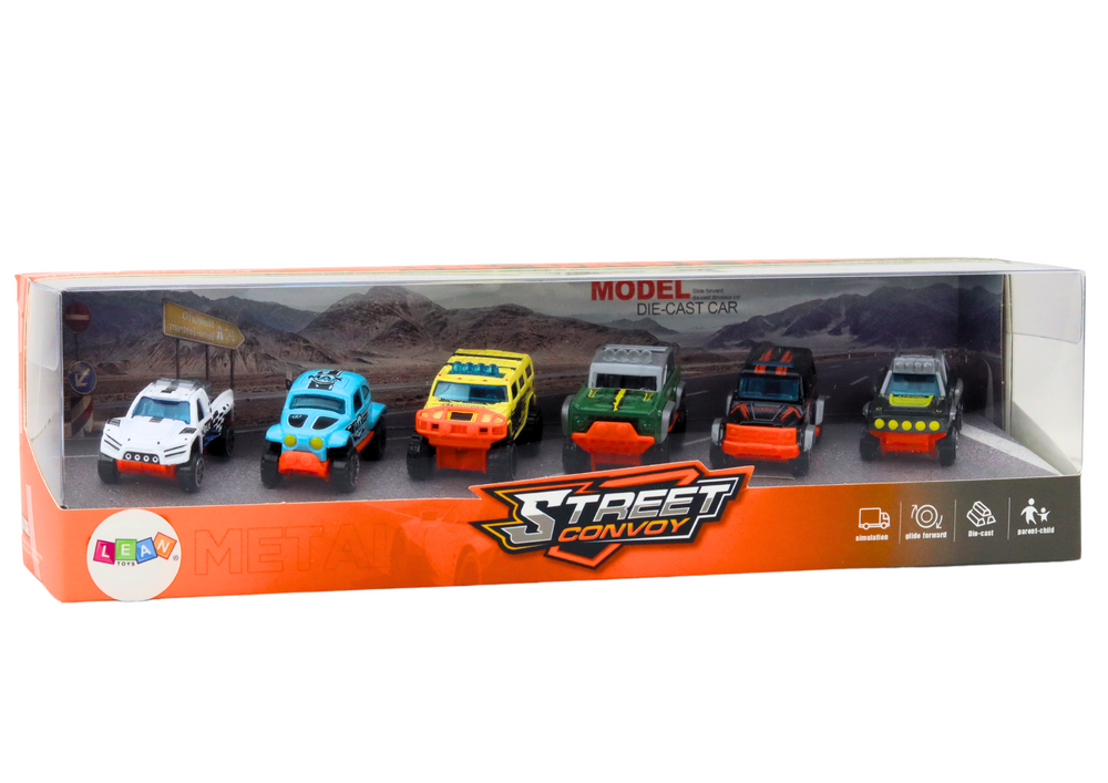 Sada kovových terénních aut 1:64 6 kusů různých modelů