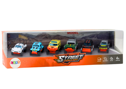 Sada kovových terénních aut 1:64 6 kusů různých modelů