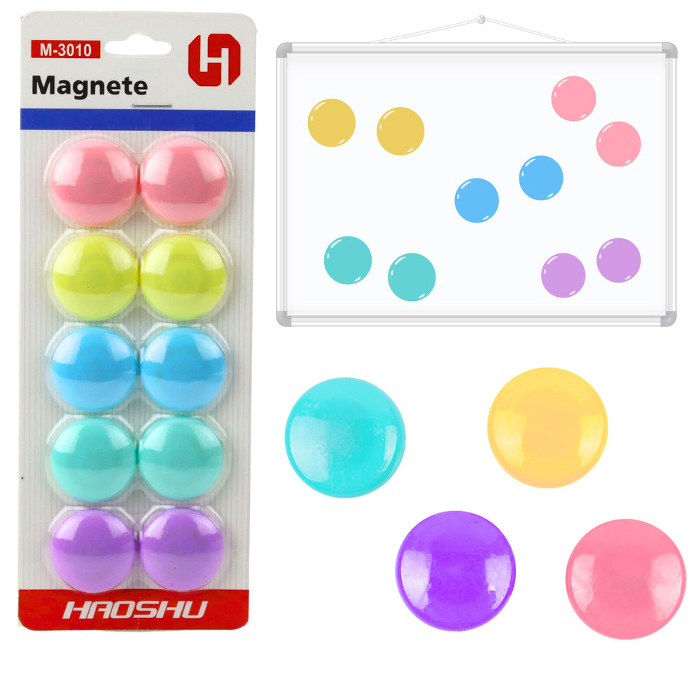 Sada magnetů na magnetické tabule, barevné, 10 ks, 3 cm