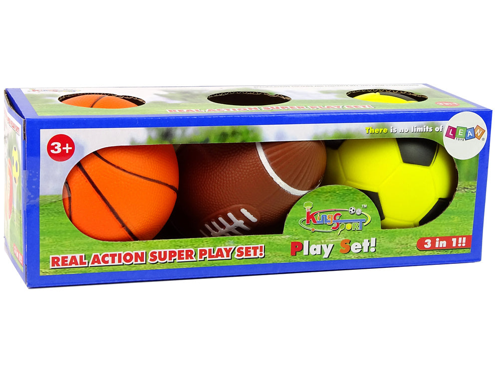Sada měkkých sportovních míčů 3v1 – fotbal basketbal baseball