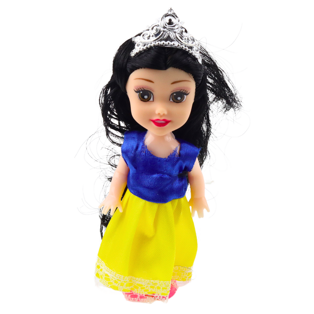Sada mini panenky princezny 11cm – pohádkové šaty 6ks