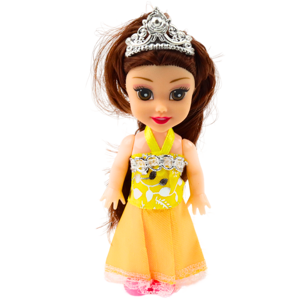 Sada mini panenky princezny 11cm – pohádkové šaty 6ks