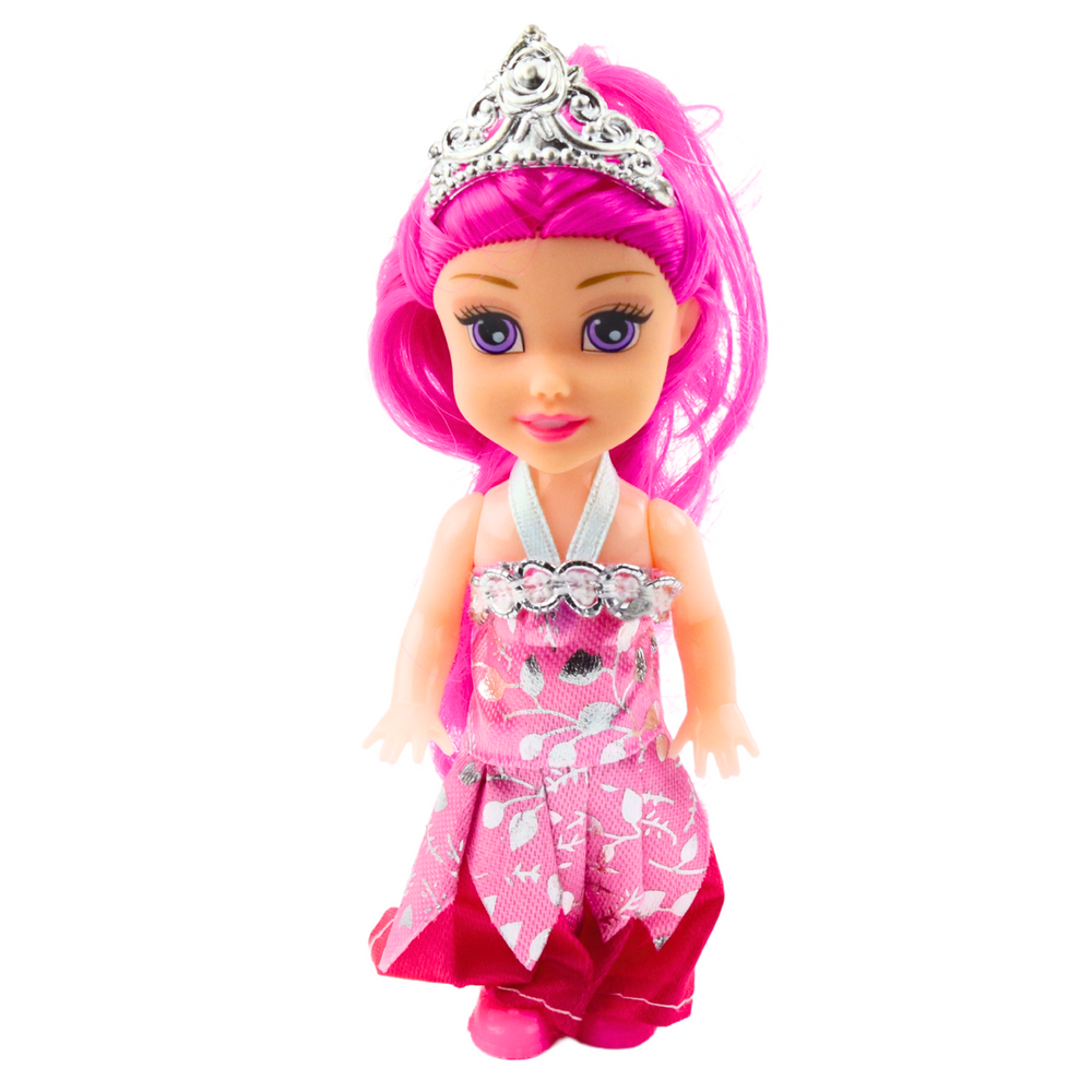 Sada mini panenky princezny 11cm – pohádkové šaty 6ks