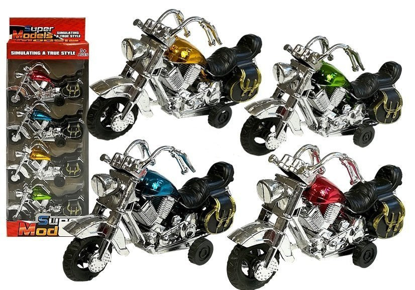 Sada motocyklů s natahováním 4 kusy růžová modrá zlatá zelená
