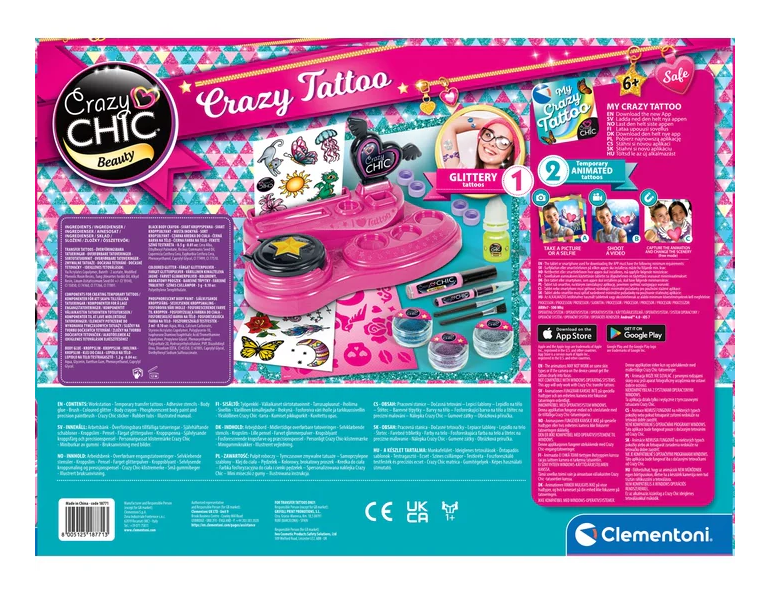 Sada na dočasné tetování Crazy Chic – Clementoni