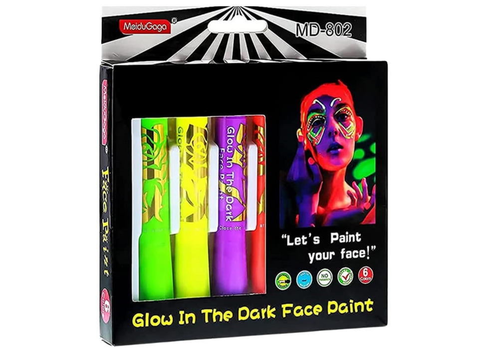 Sada na malování obličeje 6 fluorescenčních fixů neonové barvy