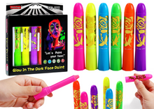 Sada na malování obličeje 6 fluorescenčních fixů neonové barvy