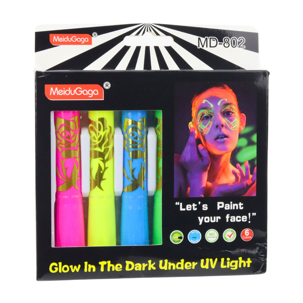 Sada na malování obličeje – 6 neonových UV fixů