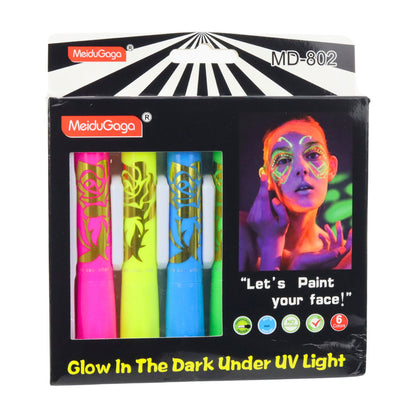 Sada na malování obličeje – 6 neonových UV fixů