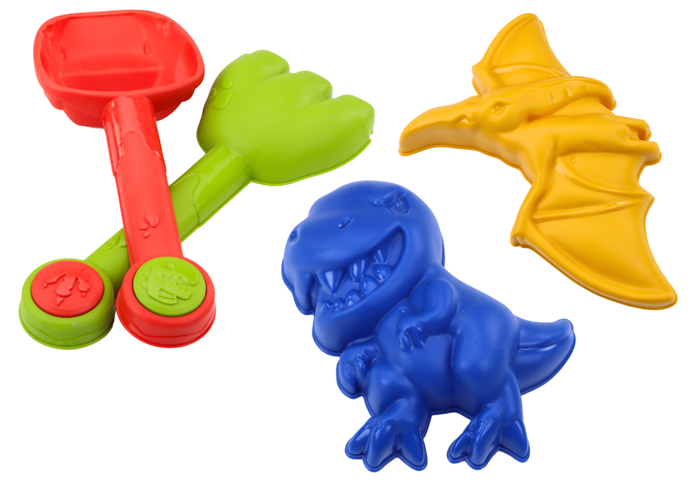 Sada na písek s kbelíkem lopatkou hrabičkami a formičkami dinosauři