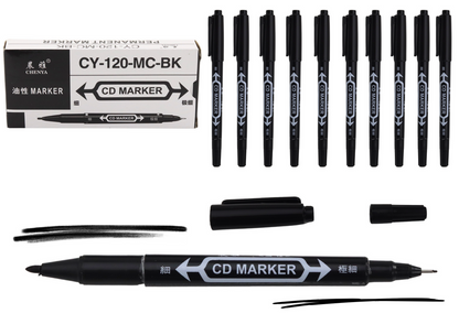 Sada vodoodporných oboustranných markerů na CD 10 ks černá