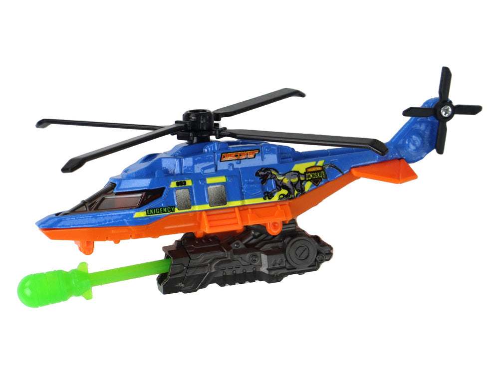 Sada vozidel s helikoptérou a dinosaury 6 kusů barevné