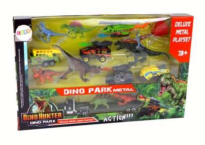 Sada vozidel s helikoptérou a dinosaury – 8 kusů | hračky
