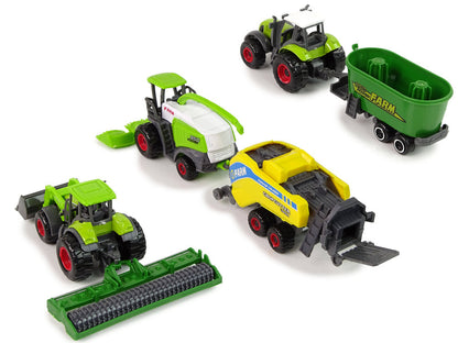 Sada zemědělských strojů 6ks – traktor kombajn kovové