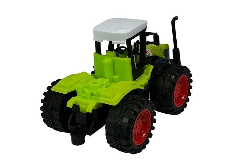 Sada zemědělských strojů traktor s hrabičkou a lisem