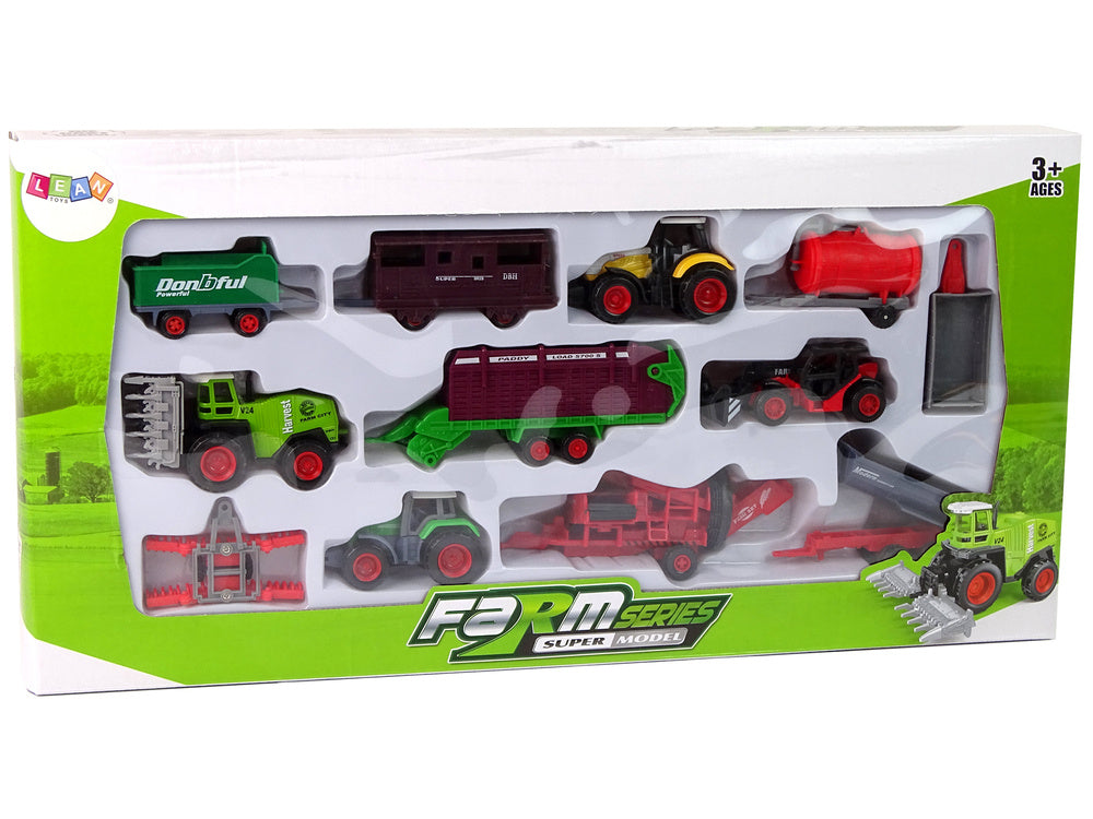 Sada zemědělských vozidel traktor – 12 kusů kov plast
