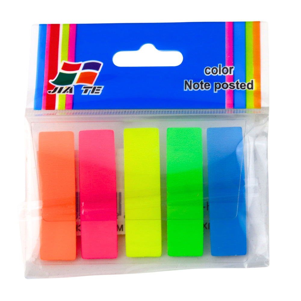 Samolepicí záložky barevné 45x12mm – mix 5 neonových barev