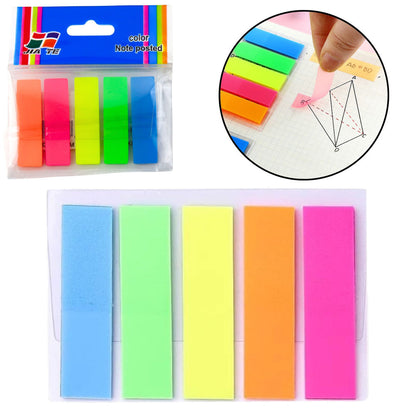 Samolepicí záložky barevné 45x12mm – mix 5 neonových barev