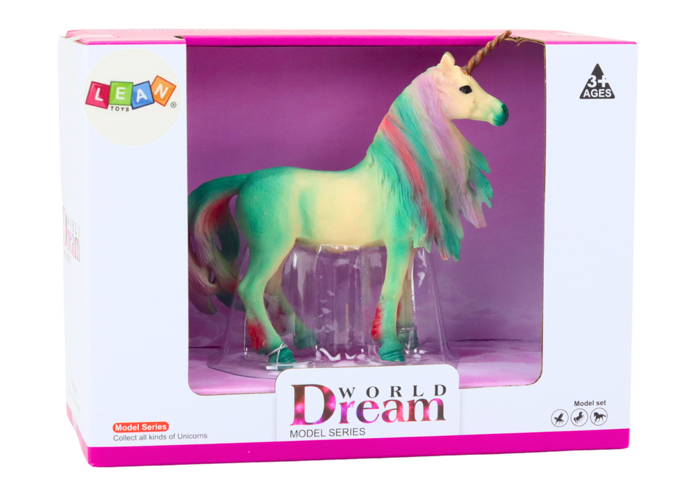 Sběratelská figurka jednorožec s barevnou hřívou zelený 11 cm