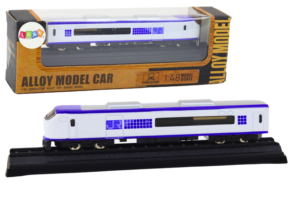 Sběratelský model vlaku 1:48 kovový vagon bílo modrý