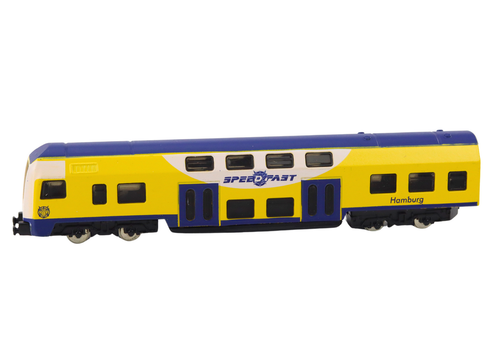 Sběratelský model vlaku kovový 1:48 žluto modrý