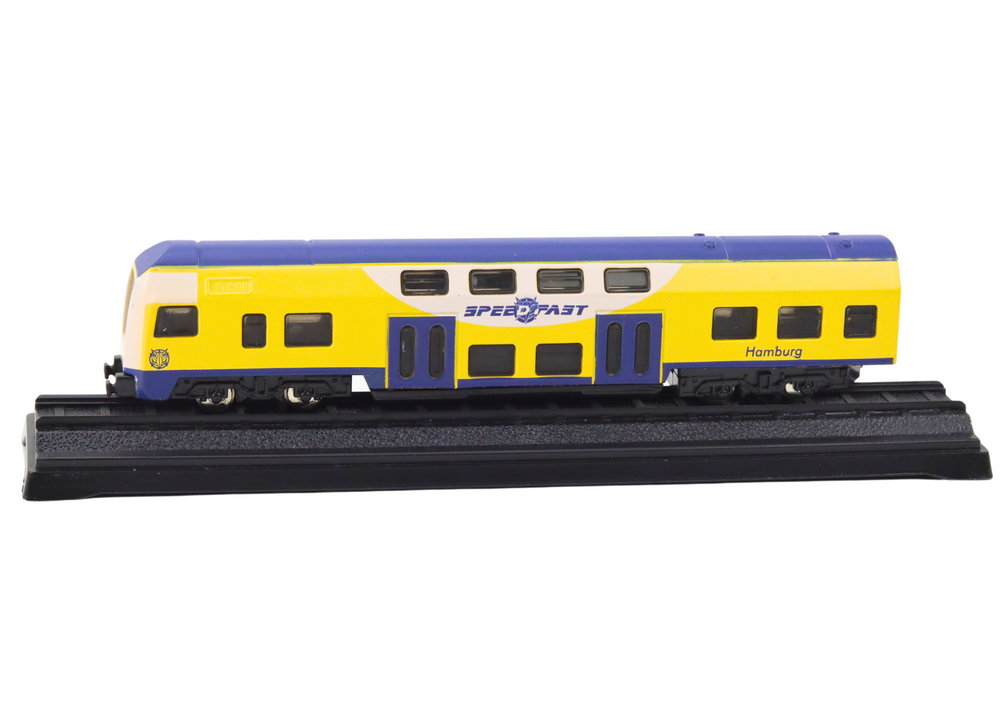 Sběratelský model vlaku kovový 1:48 žluto modrý