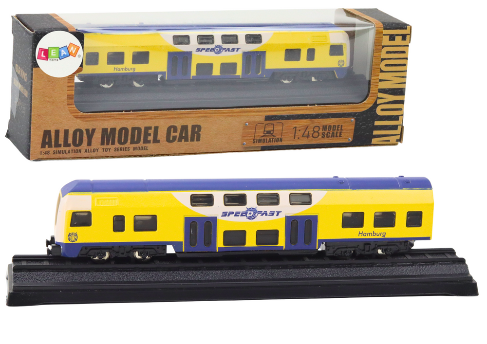 Sběratelský model vlaku kovový 1:48 žluto modrý