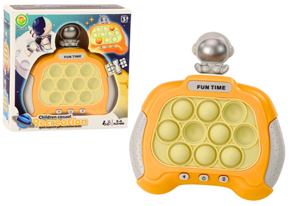 Sensorická hra Pop It konzole kosmonaut se světly a zvuky žlutá